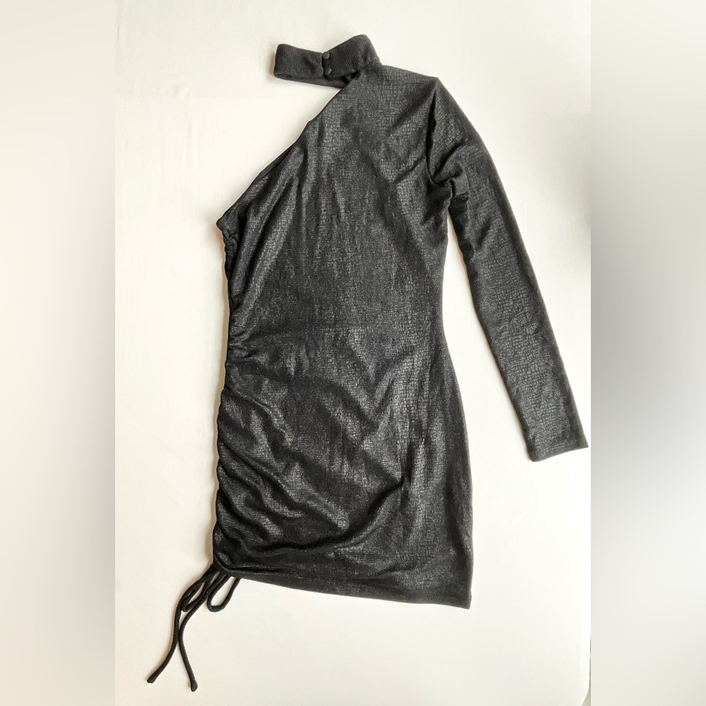 h:ours Asymmetrical One Shoulder Black Cocktail Dress Size S
